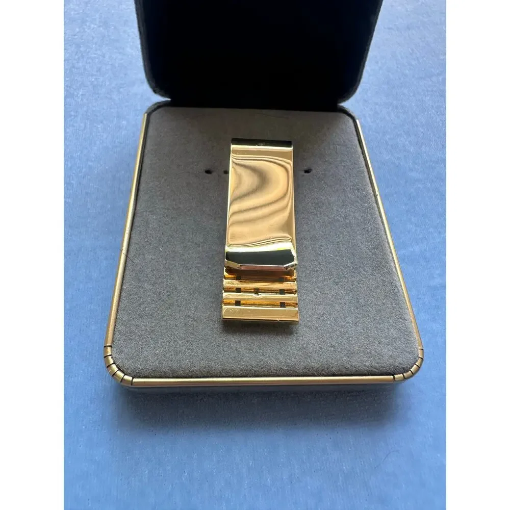 Vtg Christian Dior Money Clip Gold Tone Silver CD Logo Paris New York With Box